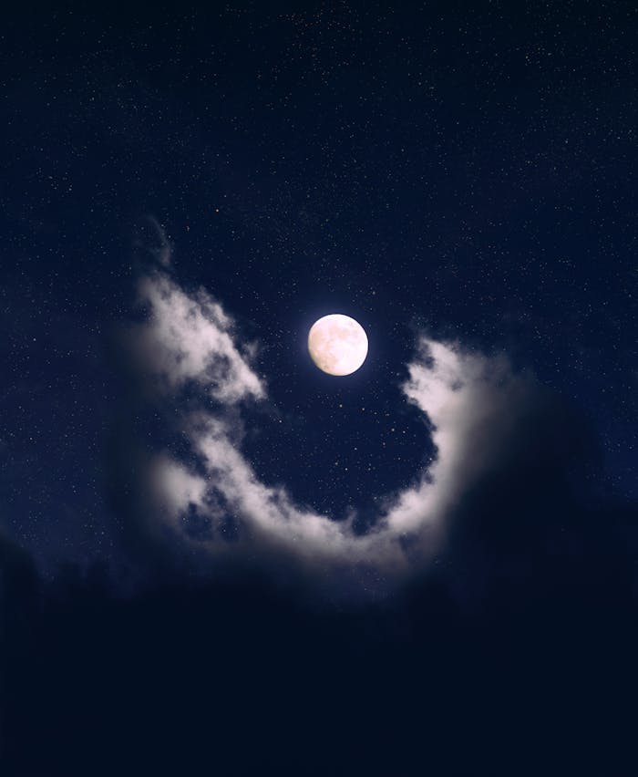 Full Moon Surrounded by Clouds